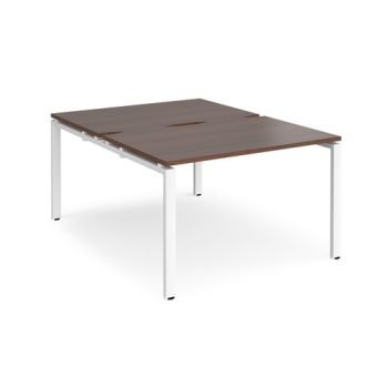 Adapt back to back desks 1200mm x 1600mm - white frame Walnut top - E1216-WH-W
