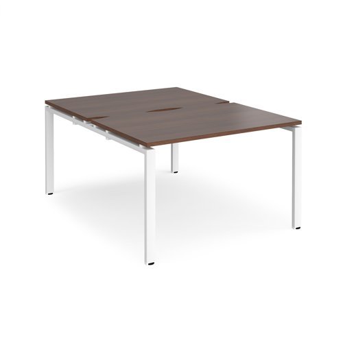 Adapt back to back desks 1200mm x 1600mm - white frame Walnut top - E1216-WH-W