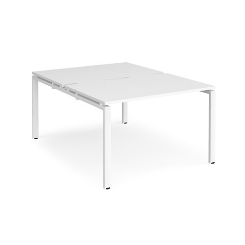 Adapt back to back desks 1200mm x 1600mm - white frame White Top - E1216-WH-WH