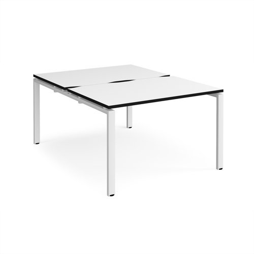 Adapt back to back desks 1200mm x 1600mm - white frame White Top black edge - E1216-WH-WK