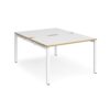 Adapt back to back desks 1200mm x 1600mm - white frame White Top with oak edging - E1216-WH-WO