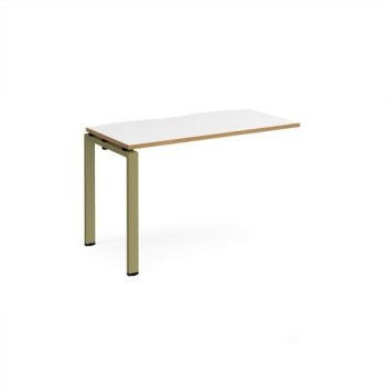 Adapt add on unit single 1200mm x 600mm - green frame White Top oak edge - E126-AB-GN-WO