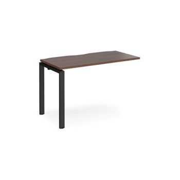 Adapt add on unit single 1200mm x 600mm - black frame Walnut top - E126-AB-K-W