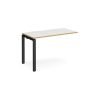 Adapt add on unit single 1200mm x 600mm - black frame White Top with oak edging - E126-AB-K-WO