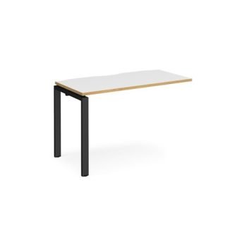 Adapt add on unit single 1200mm x 600mm - black frame White Top with oak edging - E126-AB-K-WO