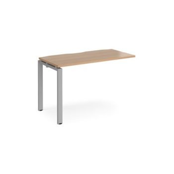Adapt add on unit single 1200mm x 600mm - silver frame Beech top - E126-AB-S-B