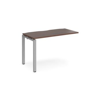 Adapt add on unit single 1200mm x 600mm - silver frame Walnut top - E126-AB-S-W