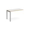 Adapt add on unit single 1200mm x 600mm - silver frame White Top with oak edging - E126-AB-S-WO