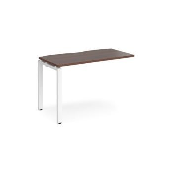 Adapt add on unit single 1200mm x 600mm - white frame Walnut top - E126-AB-WH-W