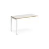 Adapt add on unit single 1200mm x 600mm - white frame White Top with oak edging - E126-AB-WH-WO