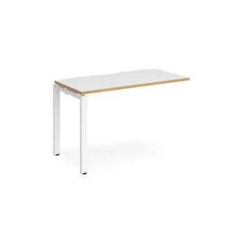 Adapt add on unit single 1200mm x 600mm - white frame White Top with oak edging - E126-AB-WH-WO