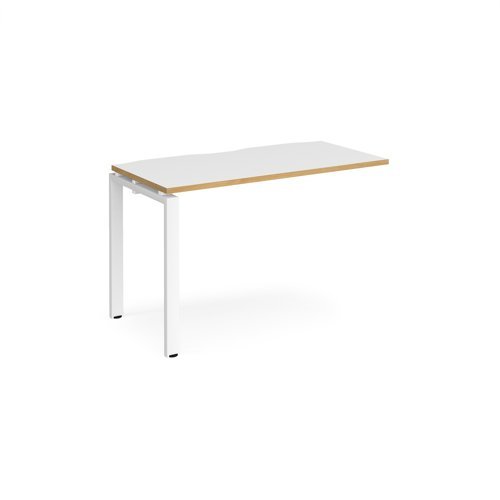 Adapt add on unit single 1200mm x 600mm - white frame White Top with oak edging - E126-AB-WH-WO