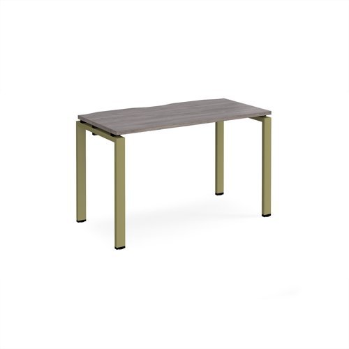 Adapt single desk 1200mm x 600mm - green frame Grey Oak Top - E126-GN-GO