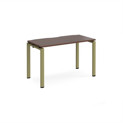 Adapt single desk 1200mm x 600mm - green frame Walnut top - E126-GN-W
