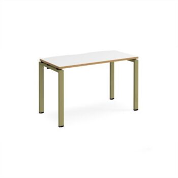 Adapt single desk 1200mm x 600mm - green frame White Top oak edge - E126-GN-WO