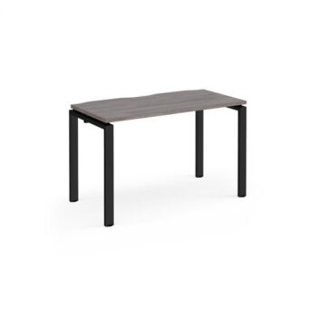 Adapt single desk 1200mm x 600mm - black frame Grey Oak Top - E126-K-GO
