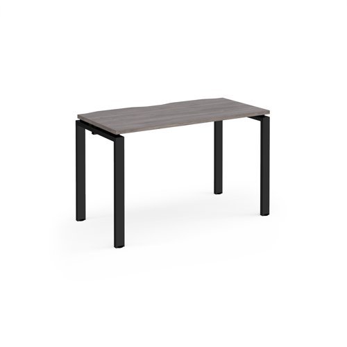 Adapt single desk 1200mm x 600mm - black frame Grey Oak Top - E126-K-GO