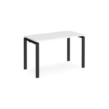 Adapt single desk 1200mm x 600mm - black frame White Top - E126-K-WH