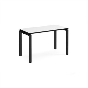 Adapt single desk 1200mm x 600mm - black frame White Top black edge - E126-K-WK