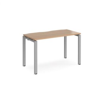 Adapt single desk 1200mm x 600mm - silver frame Beech top - E126-S-B