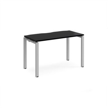 Adapt single desk 1200mm x 600mm - silver frame black top - E126-S-BK