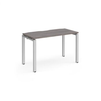 Adapt single desk 1200mm x 600mm - silver frame Grey Oak Top - E126-S-GO