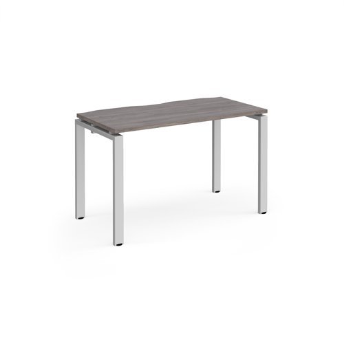 Adapt single desk 1200mm x 600mm - silver frame Grey Oak Top - E126-S-GO