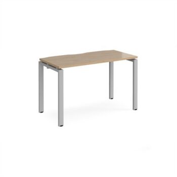 Adapt single desk 1200mm x 600mm - silver frame Kendal Oak Top - E126-S-KO