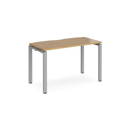 Adapt single desk 1200mm x 600mm - silver frame Oak Top - E126-S-O