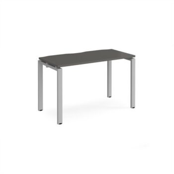 Adapt single desk 1200mm x 600mm - silver frame storm grey top - E126-S-OG