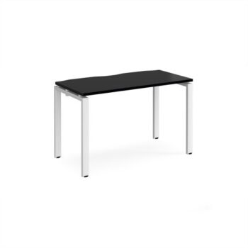 Adapt single desk 1200mm x 600mm - white frame black top - E126-WH-BK