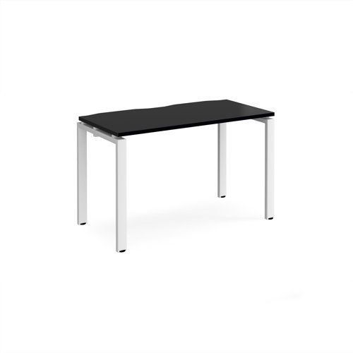 Adapt single desk 1200mm x 600mm - white frame black top - E126-WH-BK