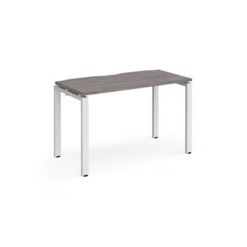 Adapt single desk 1200mm x 600mm - white frame Grey Oak Top - E126-WH-GO