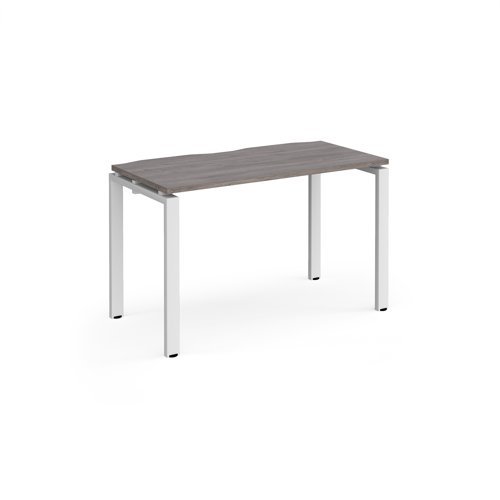 Adapt single desk 1200mm x 600mm - white frame Grey Oak Top - E126-WH-GO