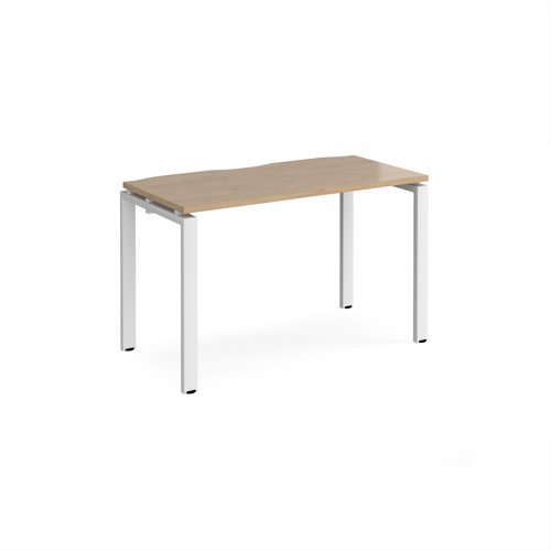 Adapt single desk 1200mm x 600mm - white frame Kendal Oak Top - E126-WH-KO