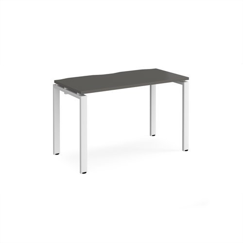 Adapt single desk 1200mm x 600mm - white frame storm grey top - E126-WH-OG