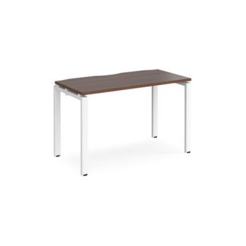 Adapt single desk 1200mm x 600mm - white frame Walnut top - E126-WH-W