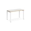 Adapt single desk 1200mm x 600mm - white frame White Top with oak edging - E126-WH-WO