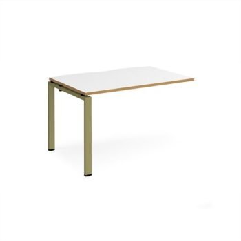 Adapt add on unit single 1200mm x 800mm - green frame White Top oak edge - E128-AB-GN-WO