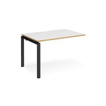 Adapt add on unit single 1200mm x 800mm - black frame White Top with oak edging - E128-AB-K-WO