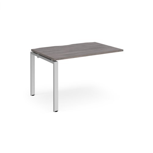 Adapt add on unit single 1200mm x 800mm - silver frame Grey Oak Top - E128-AB-S-GO