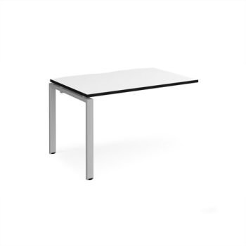 Adapt add on unit single 1200mm x 800mm - silver frame White Top black edge - E128-AB-S-WK