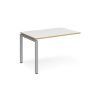 Adapt add on unit single 1200mm x 800mm - silver frame White Top with oak edging - E128-AB-S-WO