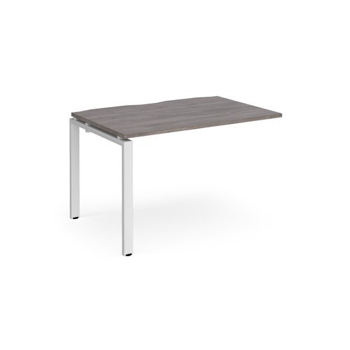 Adapt add on unit single 1200mm x 800mm - white frame Grey Oak Top - E128-AB-WH-GO