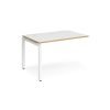 Adapt add on unit single 1200mm x 800mm - white frame White Top with oak edging - E128-AB-WH-WO