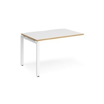 Adapt add on unit single 1200mm x 800mm - white frame White Top with oak edging - E128-AB-WH-WO