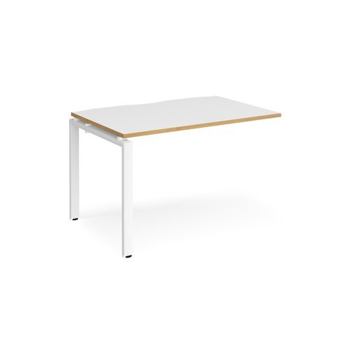 Adapt add on unit single 1200mm x 800mm - white frame White Top with oak edging - E128-AB-WH-WO