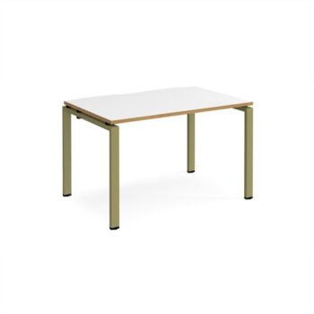 Adapt single desk 1200mm x 800mm - green frame White Top oak edge - E128-GN-WO