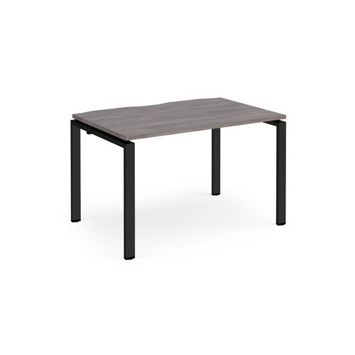 Adapt single desk 1200mm x 800mm - black frame Grey Oak Top - E128-K-GO