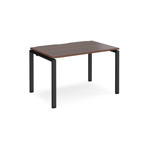 Adapt single desk 1200mm x 800mm - black frame Walnut top - E128-K-W